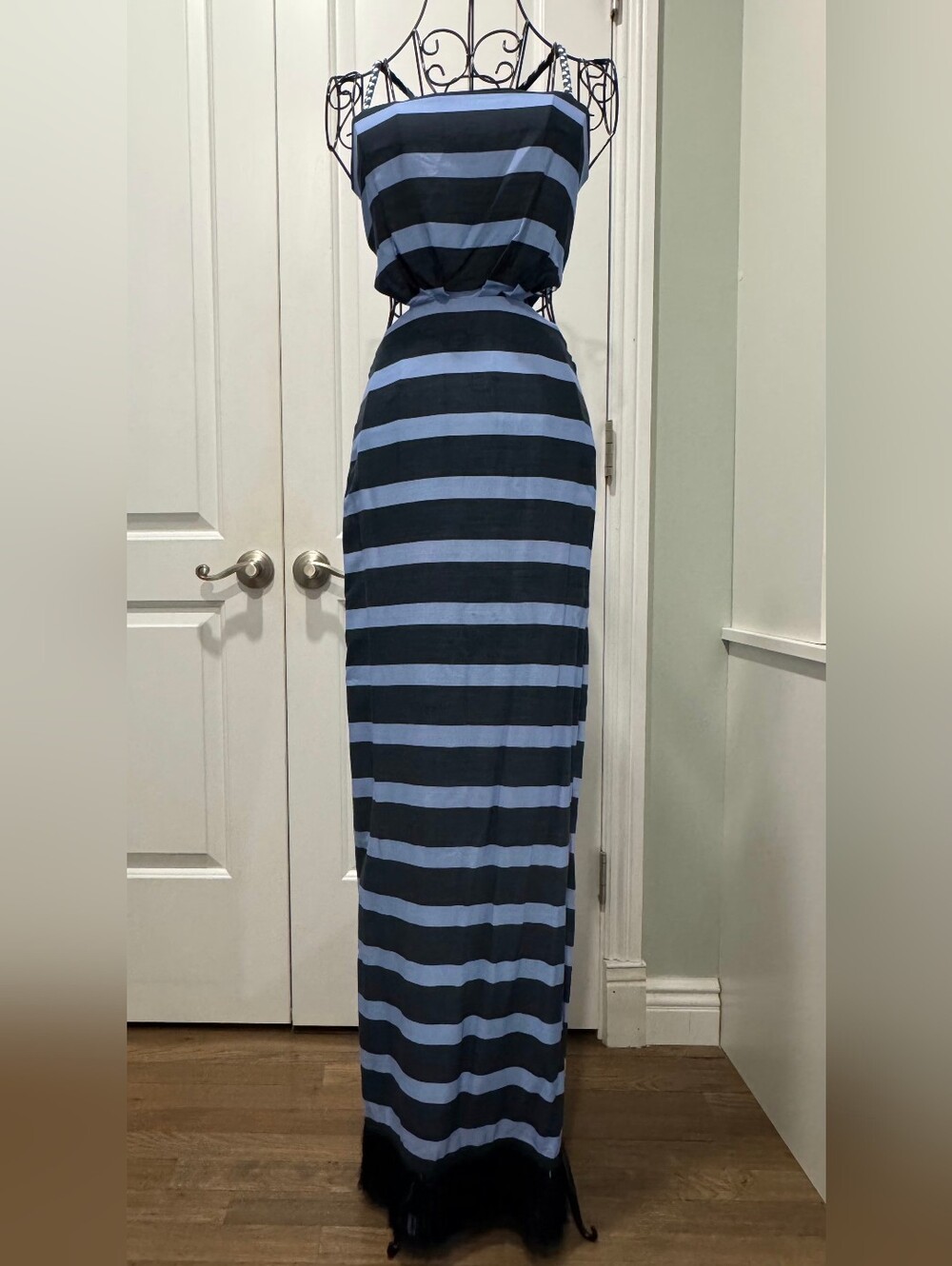 Striped Maxi Dress in Blue and Black